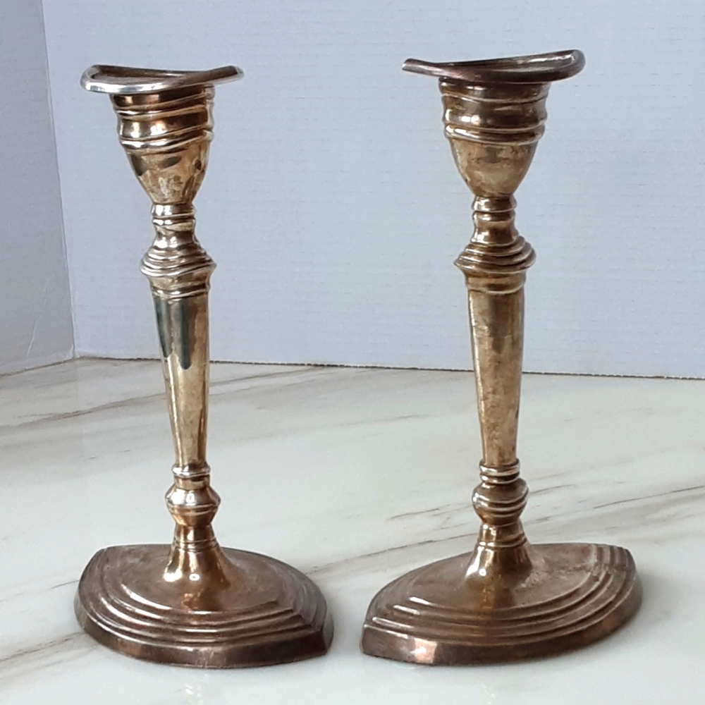 Sheffield Styled VTG Sterling Silver Plated Georgian Candlesticks